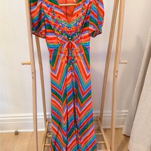 Saloni Chevron Striped Midi Dress